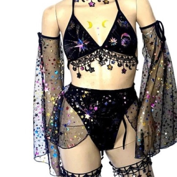 Cleopatraqsliure.com Other - Stars and Moons Galaxy Celestial Rave  Festival Outfit
